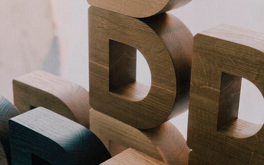 Trofei Danish Design Award in quercia impilati, con la venatura del legno a vista